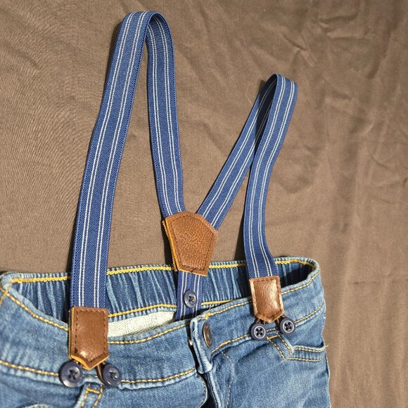 Skinny Blue Jeans Detachable Adjustable Suspenders OshKosh B'gosh 24 Months - Picture 3 of 4